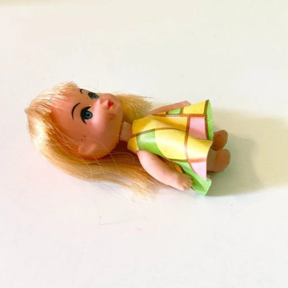Vintage Liddle Kiddle Clone Doll  Marked K H Blonde Hair 3 Inch Tall - Picture 9 of 11